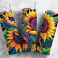 Colorful sunflower 20oz Sublimation Tumbler Designs, Rainbow floral 9.2 x 8.3” Straight Skinny Tumbler Wrap PNG