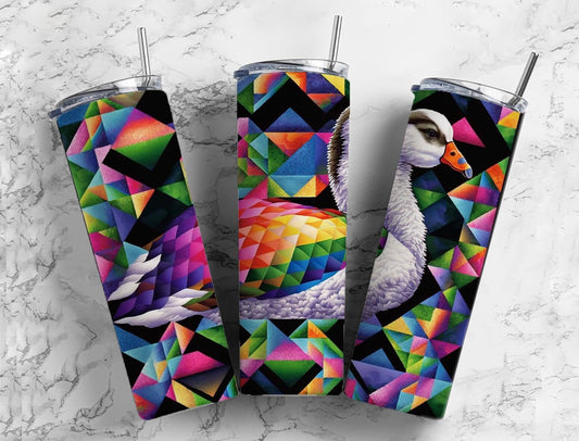 Swan Goose 20oz Sublimation Tumbler Designs, Duck Abstract 9.2 x 8.3” Straight Skinny Tumbler, Tumbler Wrap PNG