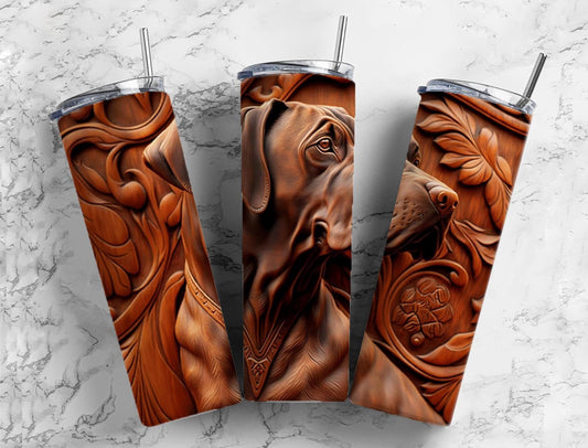 Tooled leather great dane 20oz Sublimation Tumbler Designs, Engraved leather 9.2 x 8.3” Straight Skinny Tumbler Wrap PNG