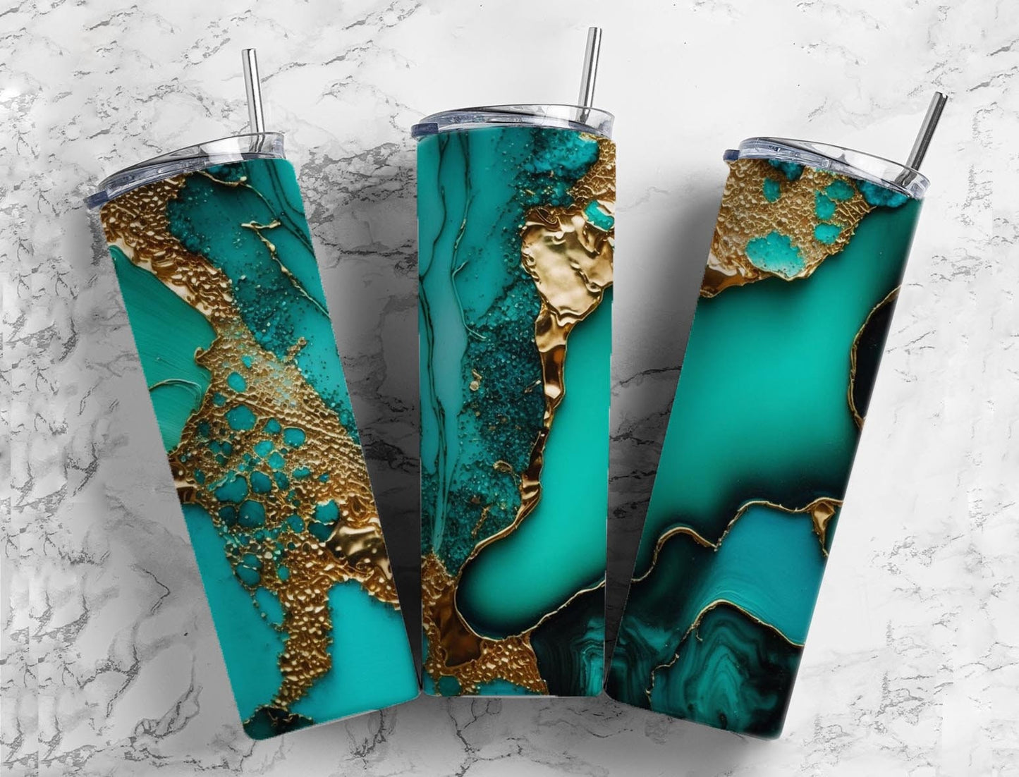 Blue Gold marble 20oz Sublimation Tumbler Designs, Colorful Swirl 9.2 x 8.3” Straight Skinny Tumbler Wrap