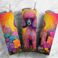 Poodle 20oz Sublimation Tumbler Designs, colorful floral 9.2 x 8.3” Straight Skinny Tumbler Wrap PNG