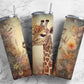 Neutral giraffe 20oz Sublimation Tumbler Designs, Soft floral 9.2 x 8.3” Straight Skinny Tumbler Wrap PNG