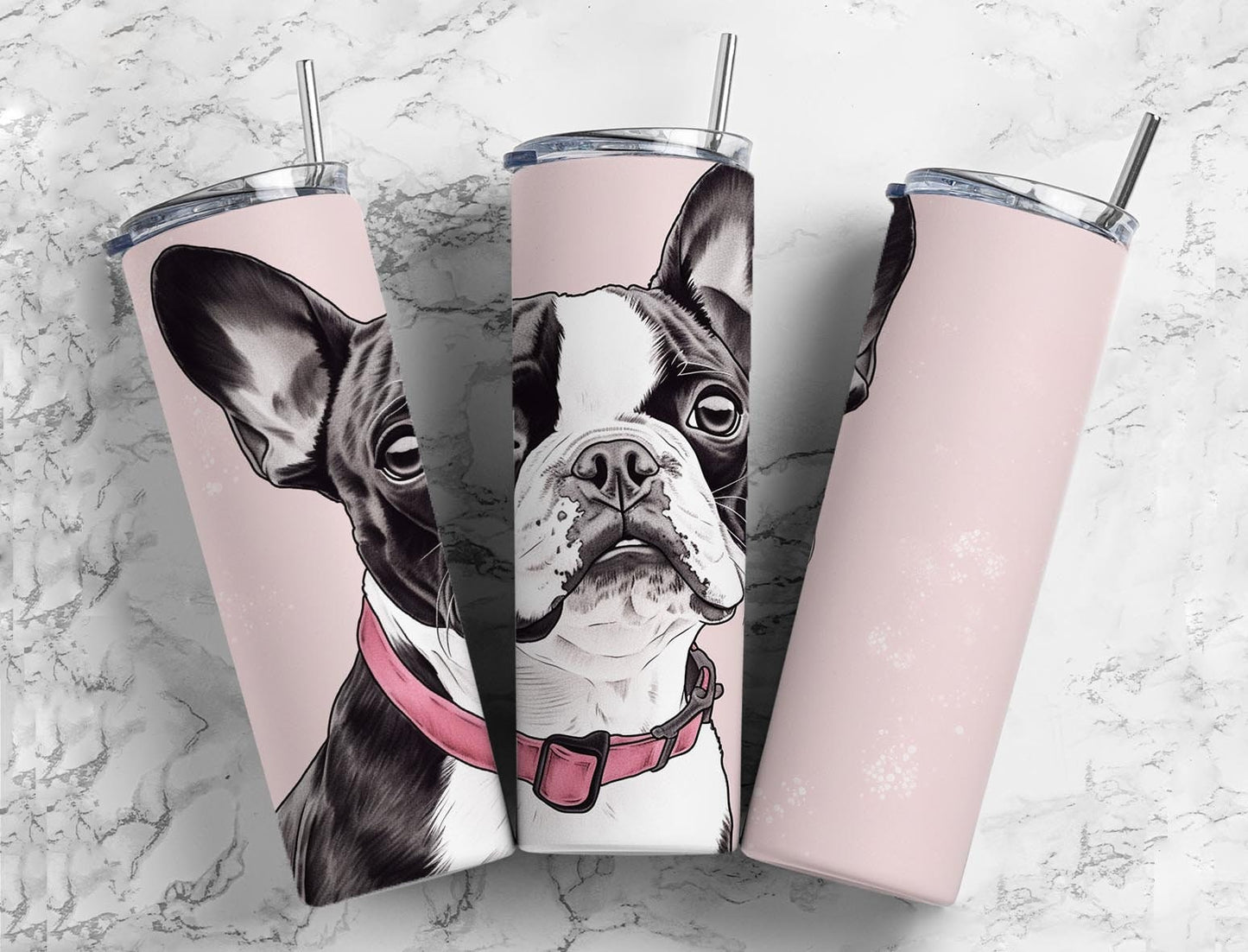 Boston terrier 20oz Sublimation Tumbler Designs, Dog 9.2 x 8.3” Straight Skinny Tumbler Wrap PNG