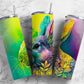 Colorful rabbit 20oz Sublimation Tumbler Designs, Alcohol ink floral 9.2 x 8.3” Straight Skinny Tumbler Wrap PNG