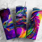 Colorful dragon 20oz Sublimation Tumbler Designs, paint splatter 9.2 x 8.3” Straight Skinny Tumbler Wrap PNG