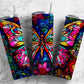 Butterfly floral 20oz Sublimation Tumbler Designs, Stained glass 9.2 x 8.3” Straight Skinny Tumbler Wrap PNG