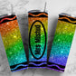 Rainbow Glitter Crayon 20oz Sublimation Tumbler Designs, Add name Teacher Gift 9.2 x 8.3” Straight Skinny Tumbler Wrap PNG 92