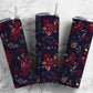 Red and navy floral 20oz Sublimation Tumbler Designs, Botanical 9.2 x 8.3” Straight Skinny Tumbler Wrap PNG