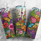 Butterfly garden 20oz Sublimation Tumbler Designs, Colorful floral 9.2 x 8.3” Straight Skinny Tumbler Wrap PNG