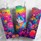 Rainbow cat 20oz Sublimation Tumbler Designs, Floral garden 9.2 x 8.3” Straight Skinny Tumbler Wrap PNG