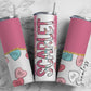 Pink Heart Candy Tumbler Wrap with Matching Doodle Letter Alphabet PNG, Love Heart Retro Add your Own name 20oz Tumbler, Alpha Set PNG 69