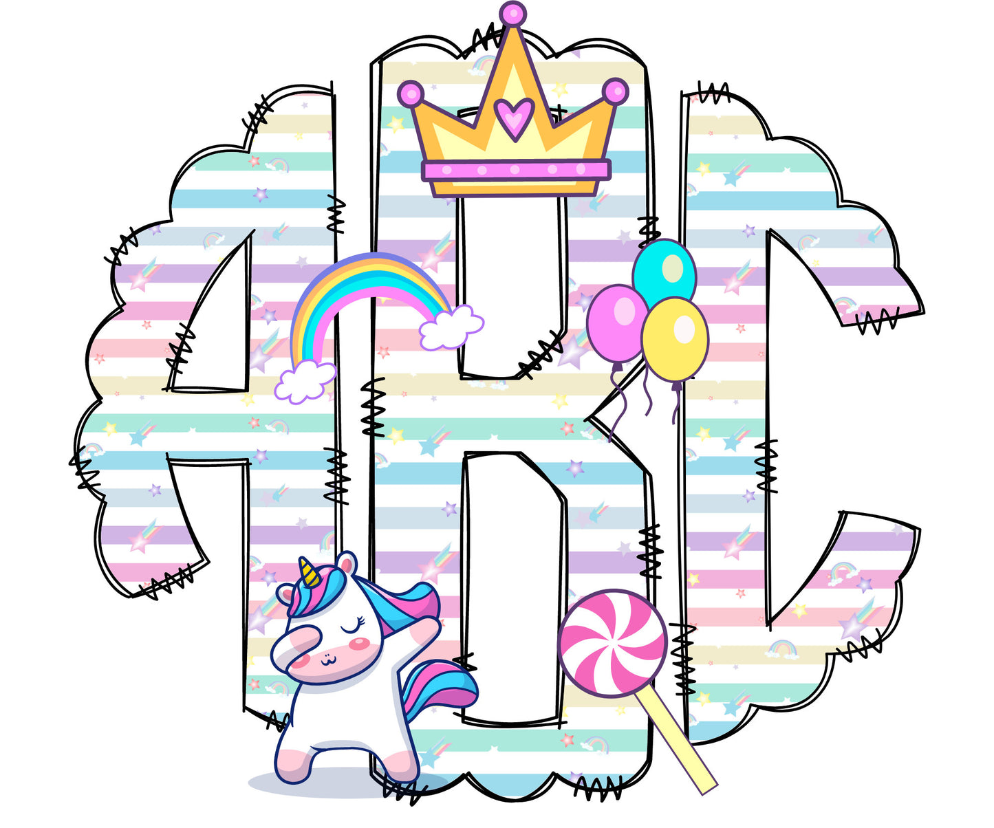 Unicorn Rainbow Monogram Letters, Cute Sublimation PNG Elements Hand Drawn Doodle Alpha Bundle, Unicorn Sublimation Font PNG (2023-04-19 02.10.10)