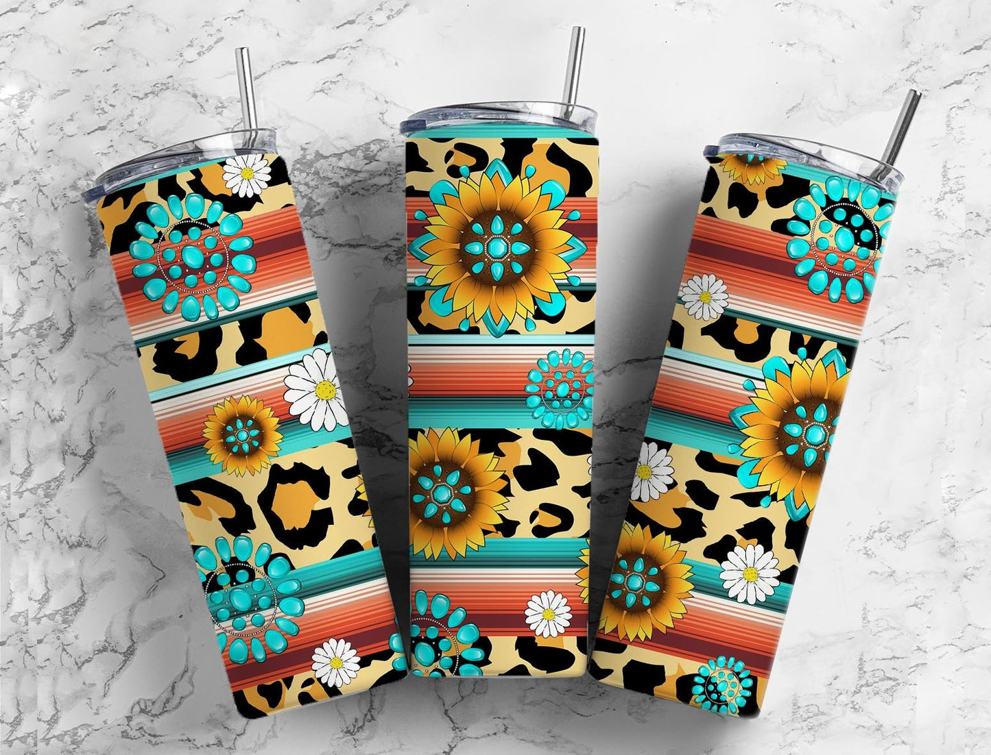 Serape Turquoise Gem 20oz Sublimation Tumbler Designs, Highland Cow 9.2 x 8.3” Straight Skinny Tumbler, Mint Wrap PNG