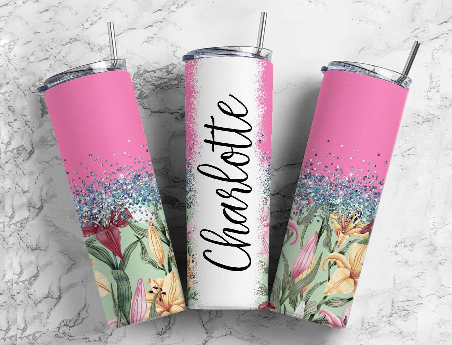 Botanical Boho 20oz Sublimation Tumbler Designs, Iridescent Glitter Pink 9.2 x 8.3” Straight Skinny Tumbler, PNGp99 (2023-04-18 22.11.29)