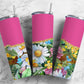 Boho Floral 20oz Sublimation Tumbler Designs, Agate Glitter Pink 9.2 x 8.3” Straight Skinny Tumbler Wrap PNG