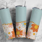 Retro Flower 20oz Sublimation Tumbler Designs, AestheticFloral 9.2 x 8.3” Straight Skinny Tumbler Wrap PNG, Gold Agate 164