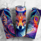 Rainbow fox 20oz Sublimation Tumbler Designs, Neon colorful 9.2 x 8.3” Straight Skinny Tumbler Wrap PNG