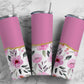 Pink Flower 20oz Sublimation Tumbler Designs, AestheticFloral 9.2 x 8.3” Straight Skinny Tumbler Wrap PNG, Gold Agate 136