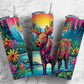 Rainbow moose 20oz Sublimation Tumbler Designs, Floral landscape 9.2 x 8.3” Straight Skinny Tumbler Wrap PNG