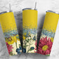 Retro Flower 20oz Sublimation Tumbler Designs, Agate Glitter Yellow 9.2 x 8.3” Straight Skinny Tumbler Wrap PNG