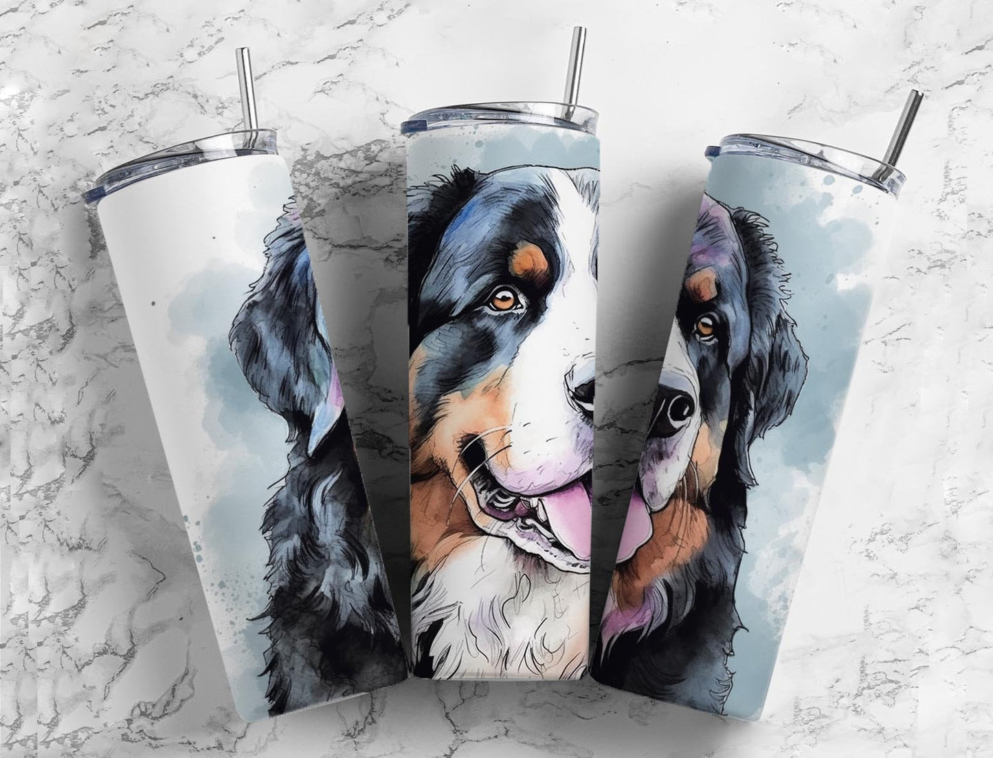 Bernese mountain dog 20oz Sublimation Tumbler Designs, Dog 9.2 x 8.3” Straight Skinny Tumbler Wrap PNG