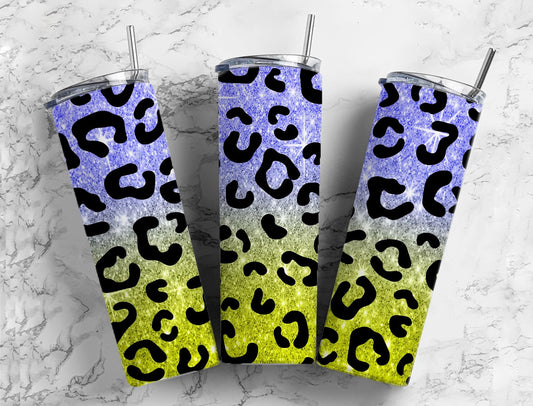 Blue and yellow glitter 20oz Sublimation Tumbler Designs, leopard print 9.2 x 8.3” Straight Skinny Tumbler Wrap PNG (2023-04-18 09.32.08)