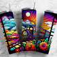 Stained glass train 20oz Sublimation Tumbler Designs, Rainbow neon 9.2 x 8.3” Straight Skinny Tumbler Wrap