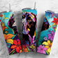 Rainbow dog 20oz Sublimation Tumbler Designs, Colorful floral 9.2 x 8.3” Straight Skinny Tumbler Wrap PNG