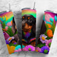 Dachshund Dog 20oz Sublimation Tumbler Designs, Colorful Neon Rainbow 9.2 x 8.3” Straight Skinny Tumbler, Tumbler Wrap PNG