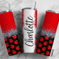 Red Strawberry 20oz Sublimation Tumbler Designs, Silver Glitter Split9.2 x 8.3” Straight Skinny Tumbler Wrap PNG 163