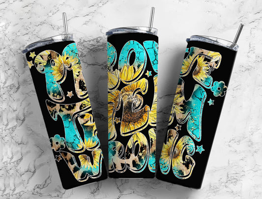 turquoise sunflower 20oz Sublimation Tumbler Designs, Prove them wrong 9.2 x 8.3” Straight Skinny Tumbler Wrap PNG