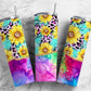 Rainbow Turquoise Stone 20oz Sublimation Tumbler Designs, Agate Glitter Sunflower 9.2 x 8.3” Straight Skinny Tumbler, PNG