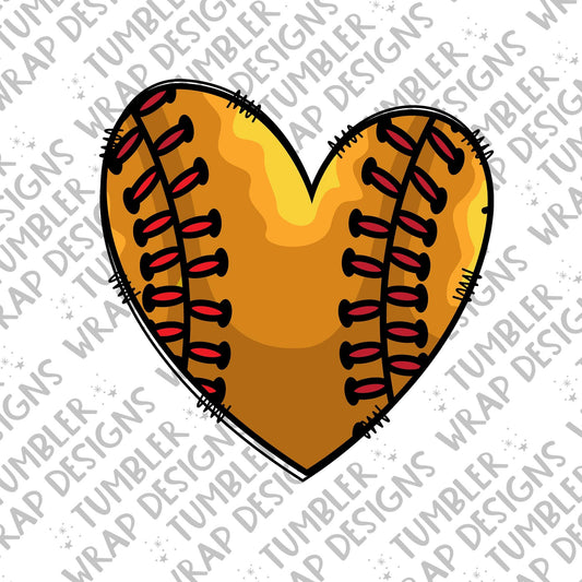 Softball Sublimation PNG Design, Love heart Digital Download PNG File, Commercial Use