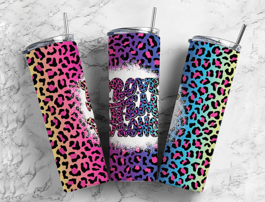 Colorful leopard print 20oz Sublimation Tumbler Designs, Prove them wrong 9.2 x 8.3” Straight Skinny Tumbler Wrap PNG