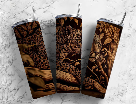 Cheetah 20oz Sublimation Tumbler Designs,Tooled Leather 9.2 x 8.3” Straight Skinny Tumbler, Tumbler Wrap PNG