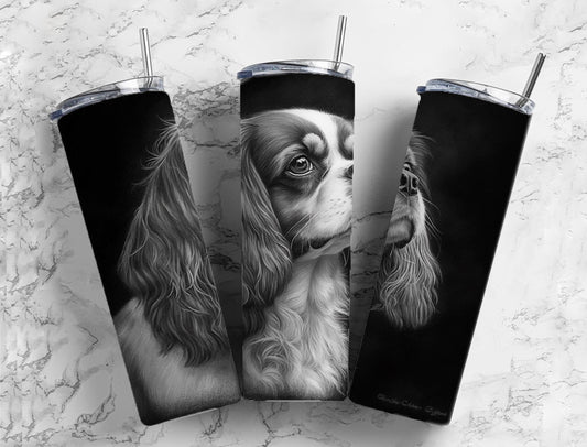 Cocker Spaniel Dog 20oz Sublimation Tumbler Designs, Charcoal Painting 9.2 x 8.3” Straight Skinny Tumbler, Tumbler Wrap PNG