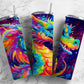 Rainbow colorful 20oz Sublimation Tumbler Designs, cartoon dragon 9.2 x 8.3” Straight Skinny Tumbler Wrap PNG