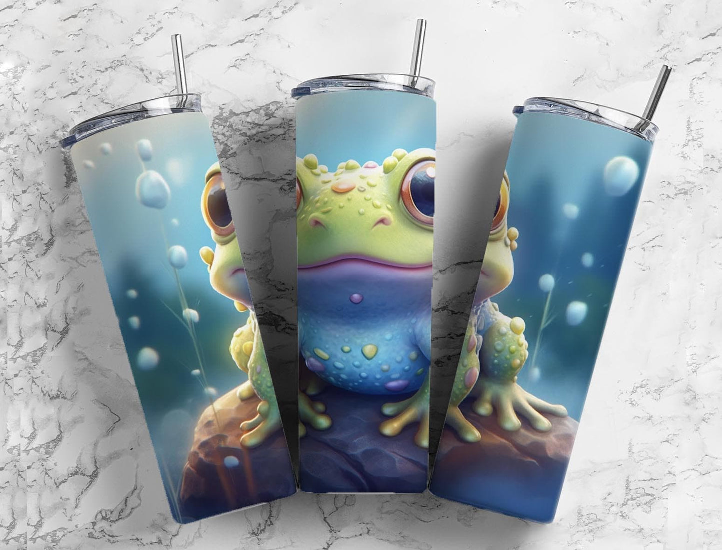 Cartoon frog 20oz Sublimation Tumbler Designs, Rain drop 9.2 x 8.3” Straight Skinny Tumbler Wrap PNG