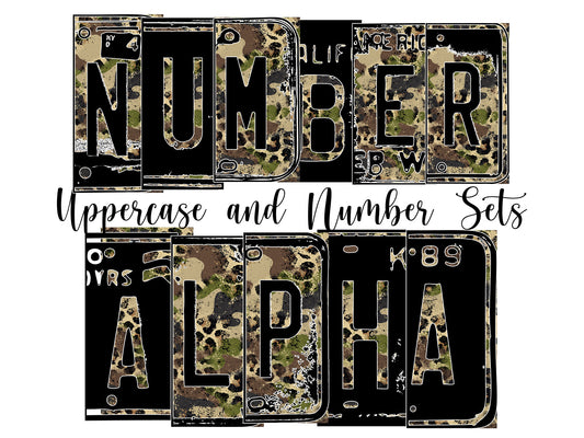 Leopard Print Number Plate Alphabet Uppercase Numbers PNG, Camo Alphabet PNG Digital Download