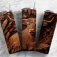 Tooled leather highland cow 20oz Sublimation Tumbler Designs, Engraved leather 9.2 x 8.3” Straight Skinny Tumbler Wrap PNG