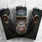 Chimpanzee face 20oz Sublimation Tumbler Designs, Patterned background 9.2 x 8.3” Straight Skinny Tumbler Wrap PNG