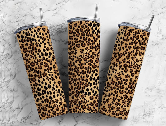 Animal print 20oz Sublimation Tumbler Designs, Leopard print 9.2 x 8.3” Straight Skinny Tumbler Wrap PNG