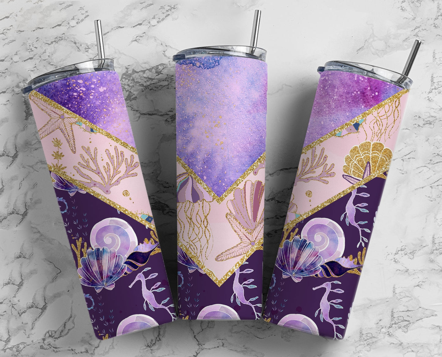 Purple Agate 20oz Sublimation Tumbler Designs, V Split 9.2 x 8.3” Straight Skinny Tumbler Wrap PNG 46