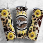 Cowhide Leopard Print 20oz Sublimation Tumbler Designs, Sunflower Mama 9.2 x 8.3” Straight Skinny Tumbler Wrap PNG, Sublimation Design PNG