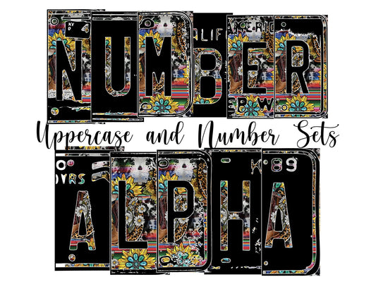 Aztec Turquoise Gem Number Plate Alphabet Uppercase Numbers PNG, Teal Pattern Alphabet PNG Digital Download