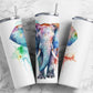 Colorful elephant 20oz Sublimation Tumbler Designs, paint splatter 9.2 x 8.3” Straight Skinny Tumbler Wrap PNG