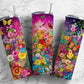 Rainbow butterfly 20oz Sublimation Tumbler Designs, Garden floral 9.2 x 8.3” Straight Skinny Tumbler Wrap PNG