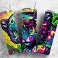 Cartoon panther cub 20oz Sublimation Tumbler Designs, Colorful rainbow 9.2 x 8.3” Straight Skinny Tumbler Wrap PNG