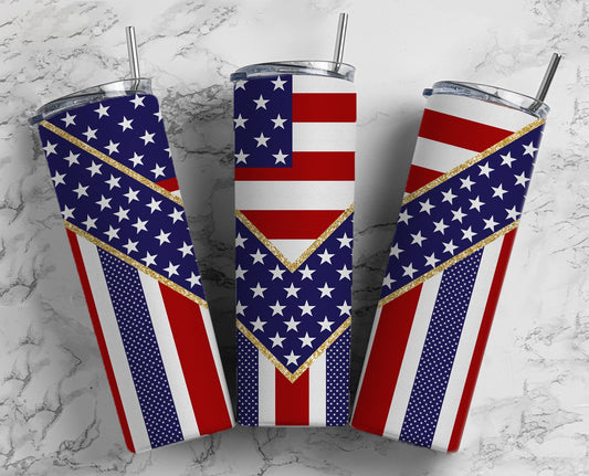 American Flag 20oz Sublimation Tumbler Designs, Red White and Blue USA V Split 9.2 x 8.3” Straight Skinny Tumbler Wrap PNG 35