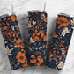 Retro floral 20oz Sublimation Tumbler Designs, Navy and orange 9.2 x 8.3” Straight Skinny Tumbler Wrap PNG (2023-04-18 16.38.23)